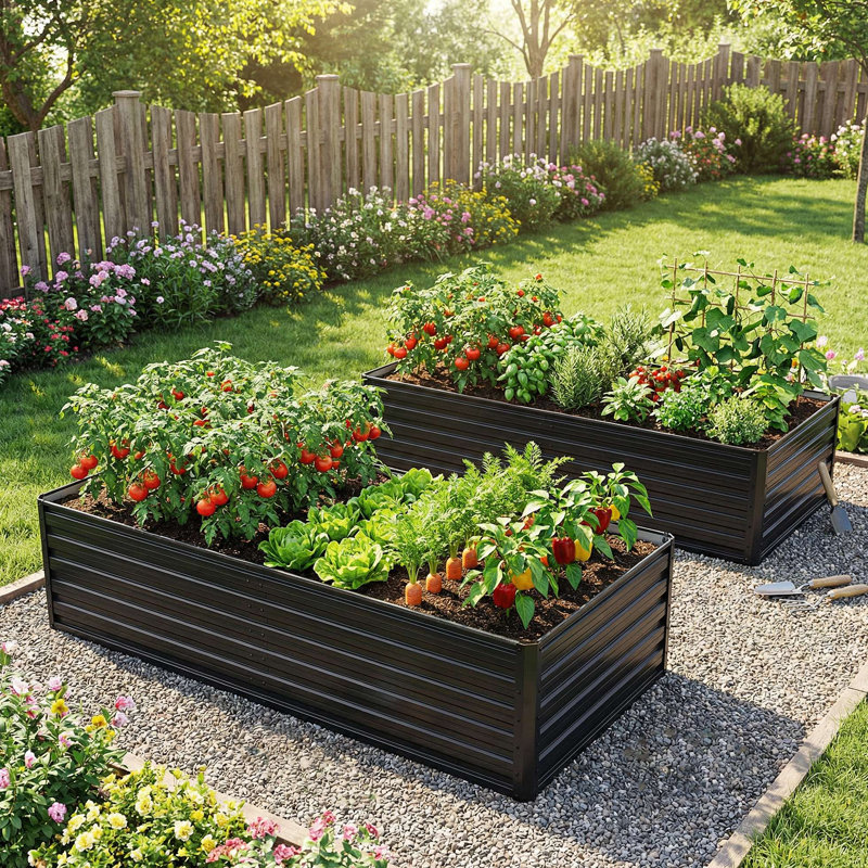 2-Pack 6X3x2 FT Galvanized Metal Raised Garden Beds, Reinforced Rustproof Colored Steel Planter Boxes For Vegetables, Flowers, Herbs And Succulents Outdoor