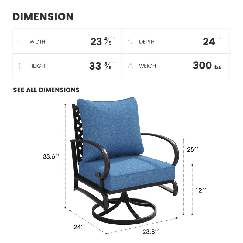 Balderston Metal Outdoor Lounge Chair, Navy