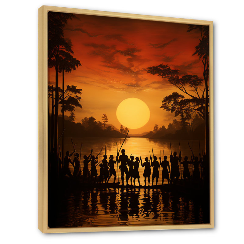 Tribu africaine Fulani Journey II, Cadre flottant brun, H 32 po x l 24 po x P 1 po