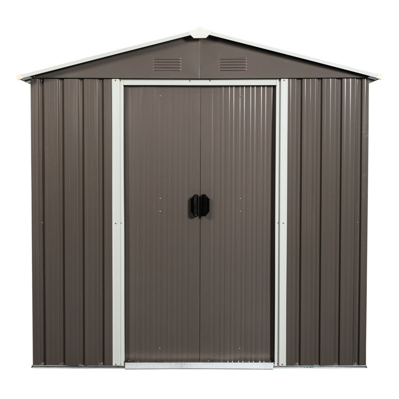 6ft X 5ft Metal Storage Shed, Gray - Galvanized Iron For Resistance To Harsh Elements And Outdoor Shed Toughness, Gray