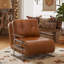 Fauteuil convertible en similicuir 4 en 1 Caramel-120785418