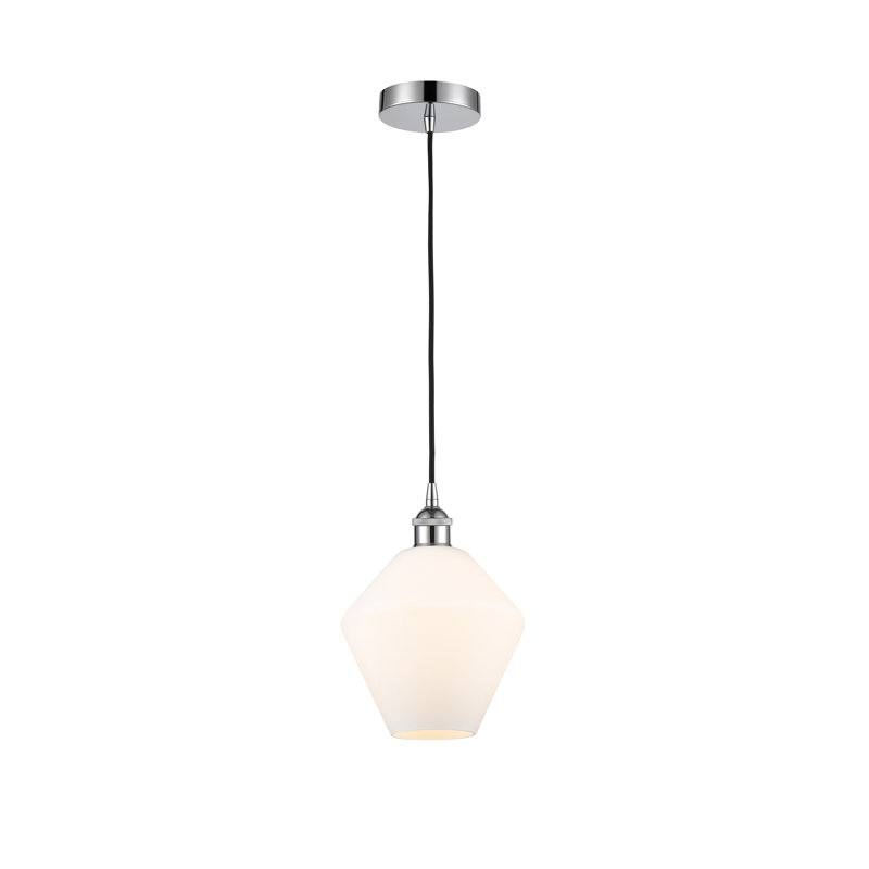Luminaire suspendu conique à 1 lumière Gabbie, Blanc mat, Chrome poli