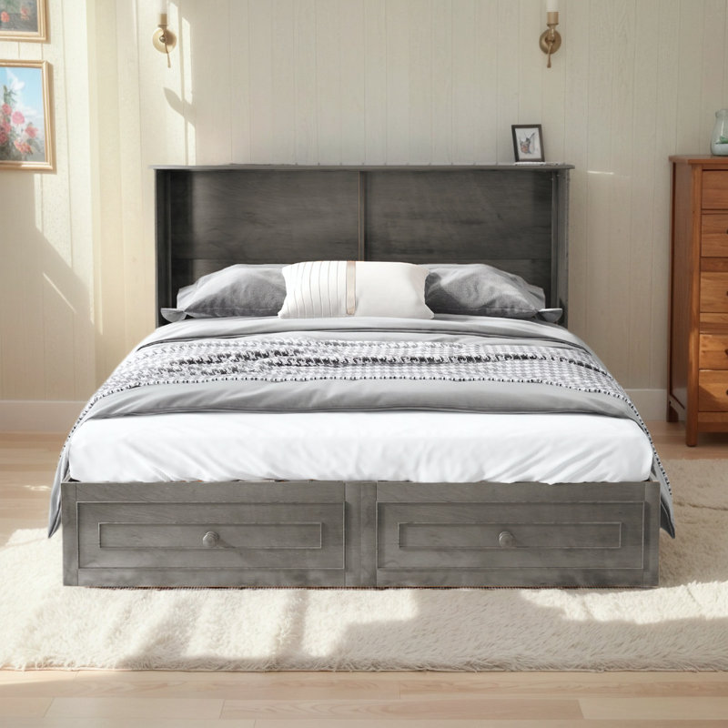 Lit escamotable avec rangement Kenzie, Gris foncé