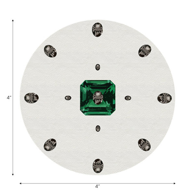 Sous-verres ronds en cuir Asscher, Blanc
