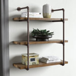 Bonnay 31.5" W 3-Tier Industrial Pipe Wall Shelf