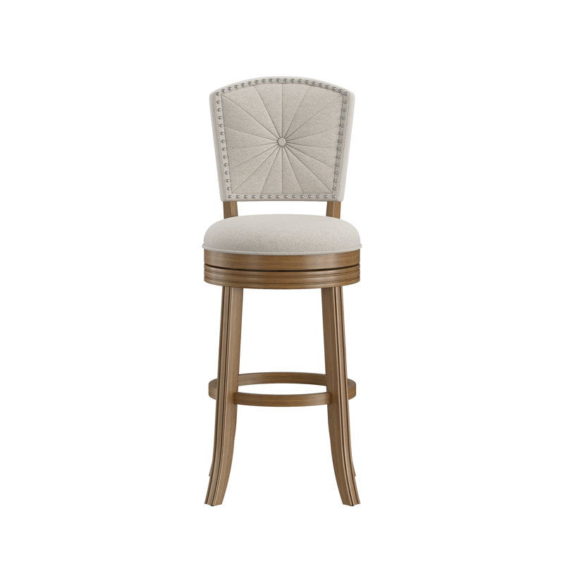Tabouret de bar et de comptoir Fidelia, Tabouret de bar = siège d'une hauteur de 30 po, Siège beige / structure brune