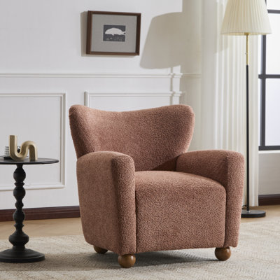 Alonzo Upholstered Club Chair with Round Wooden Legs