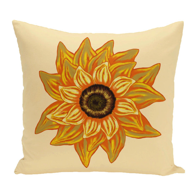 Floral Outdoor Reversible Throw Pillow, Yellow