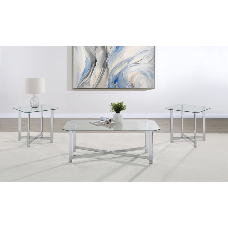 Linda Chrome 3-piece Coffee Table Set