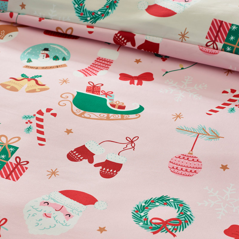 Christmas Happy Holidays So Soft Reversible Duvet Cover Set, Single