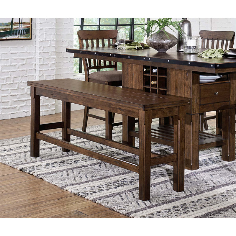 Banc de salle à manger à hauteur de comptoir Classic 1PC avec structure en bois, style transitionnel et capacité de poids de 250 lb