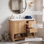 Meuble-lavabo moderne 36 po avec lavabo en céramique, armoire en bois d'hévéa avec porte coulissante et 2 tiroirs à fermeture en douceur (naturel)