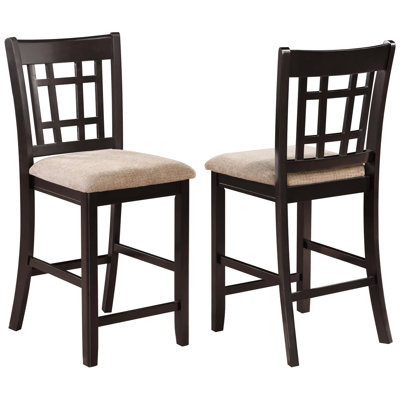2 tabourets de hauteur de comptoir en brun clair et - Chaise élégante avec siège rembourré en mousse et pieds évasés
