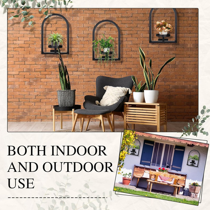 Ensemble de 4 pots à fleurs muraux en métal pour arches de jardin
