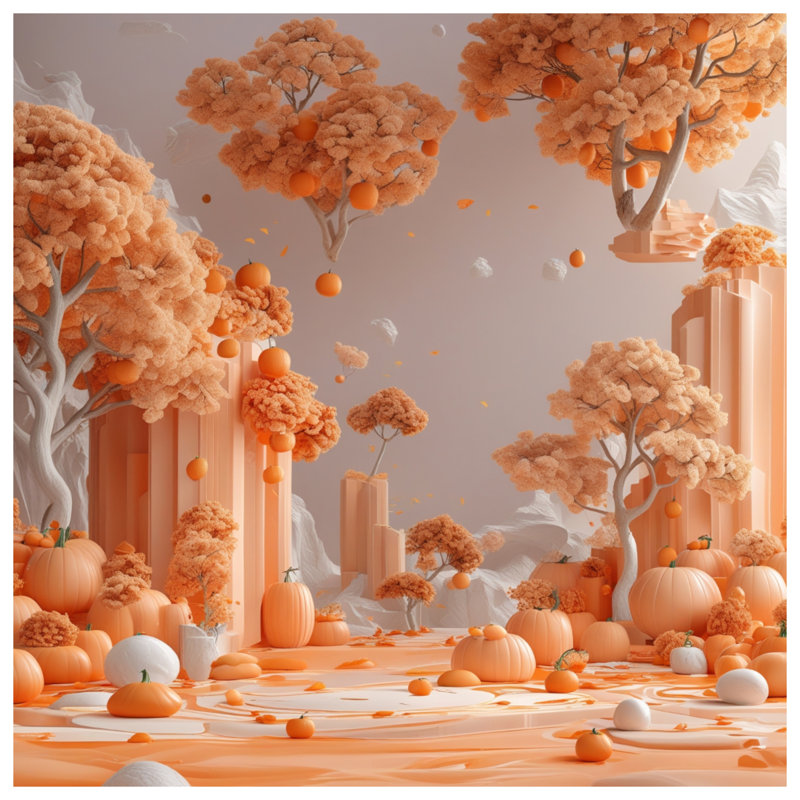 Couvre-lit matelassé Pumpkin Floating Trees, Double