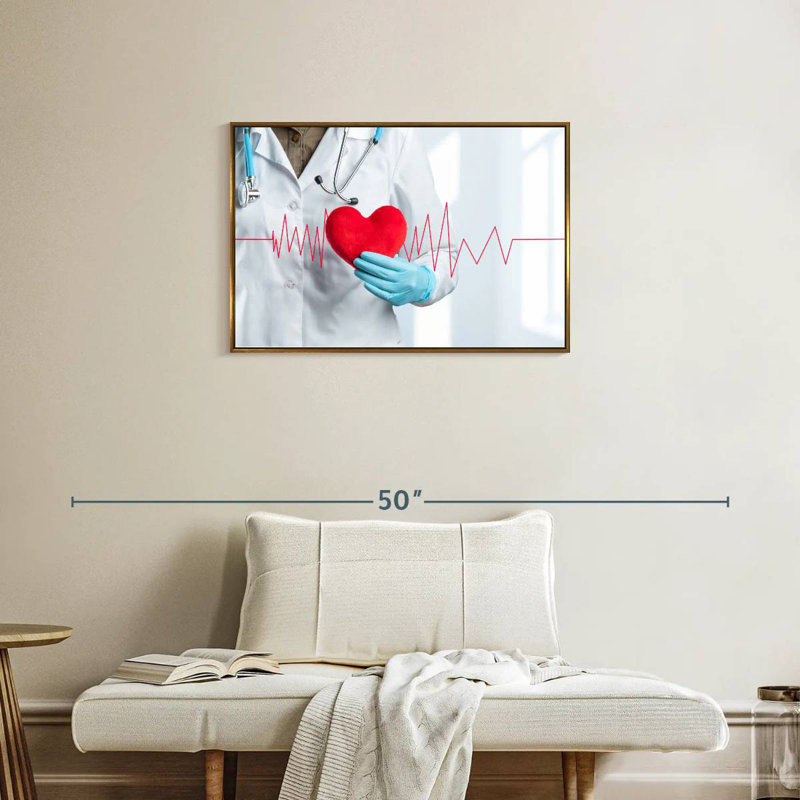 Soins médicaux pour cardiologue, Cadre flottant doré, 31 po x 21 po