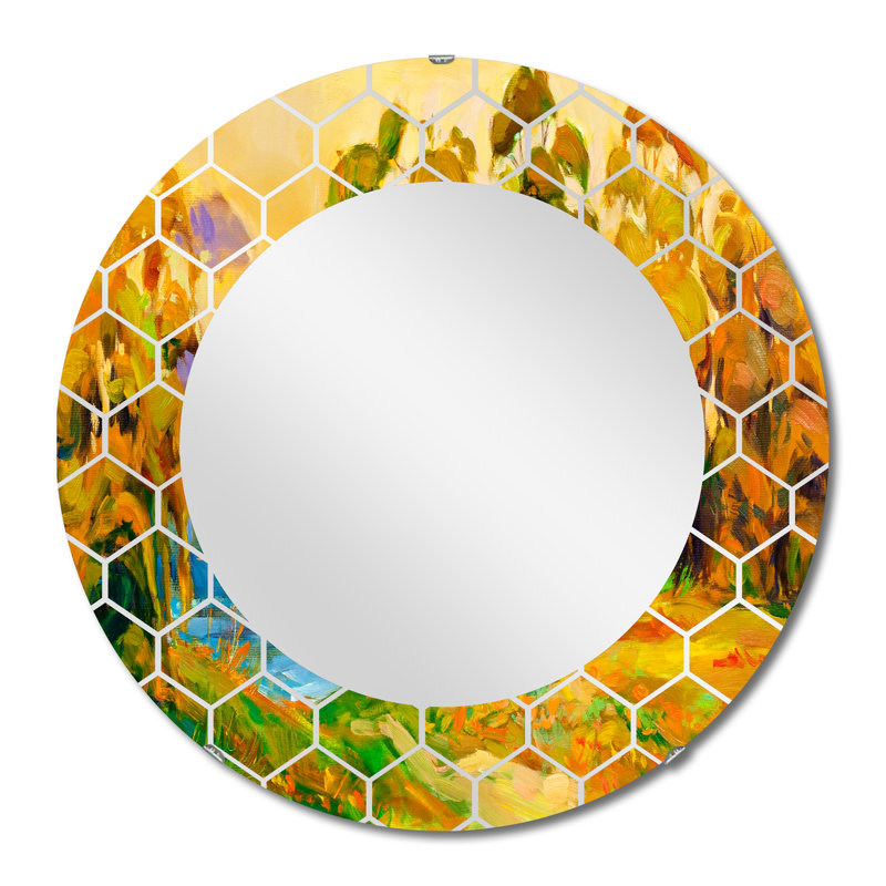 Green Trees By The Riverside pendant Evenign Glow - miroir mural traditionnel, 24 po x 24 po