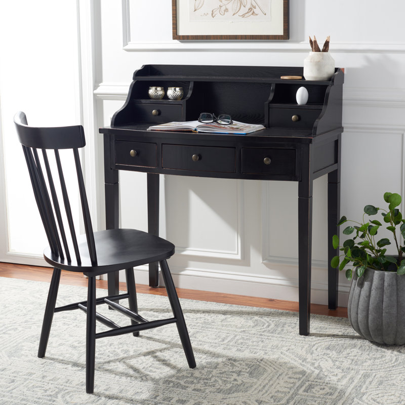 Beecher Solid Wood Writing Desk, Black