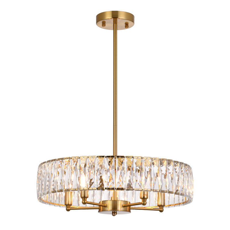 Lustre rond en cristal 5 lumières Transitional, Or