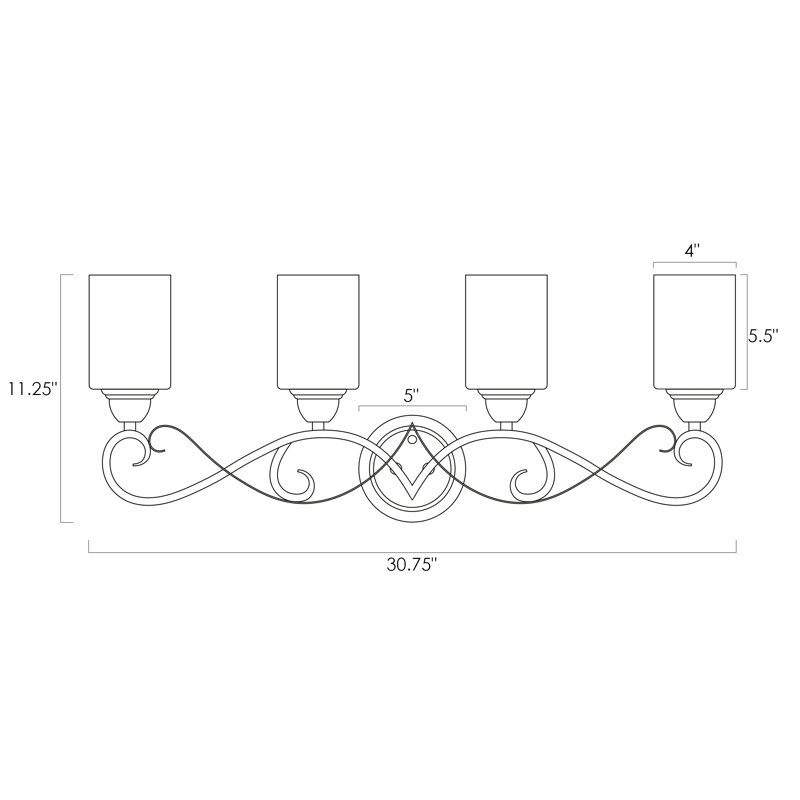 Éclairage pour salle de bain à 4 lumières à intensité variable en bronze huilé Bublitz