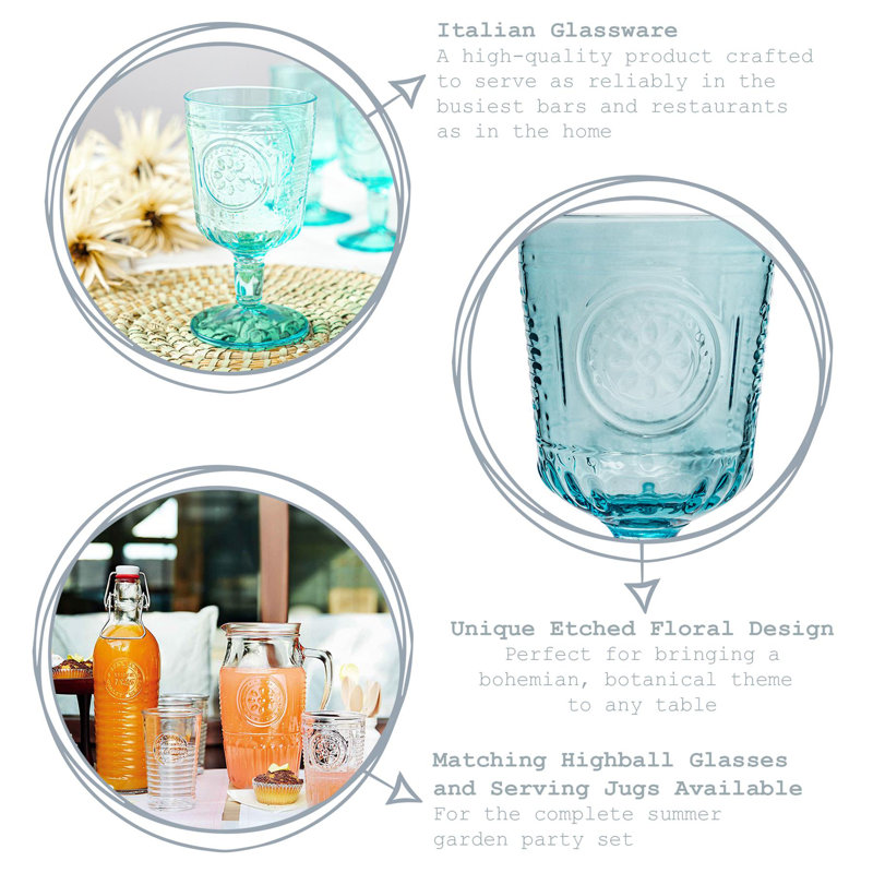 Romantic Wine Glasses - 320ml, Blue, 12