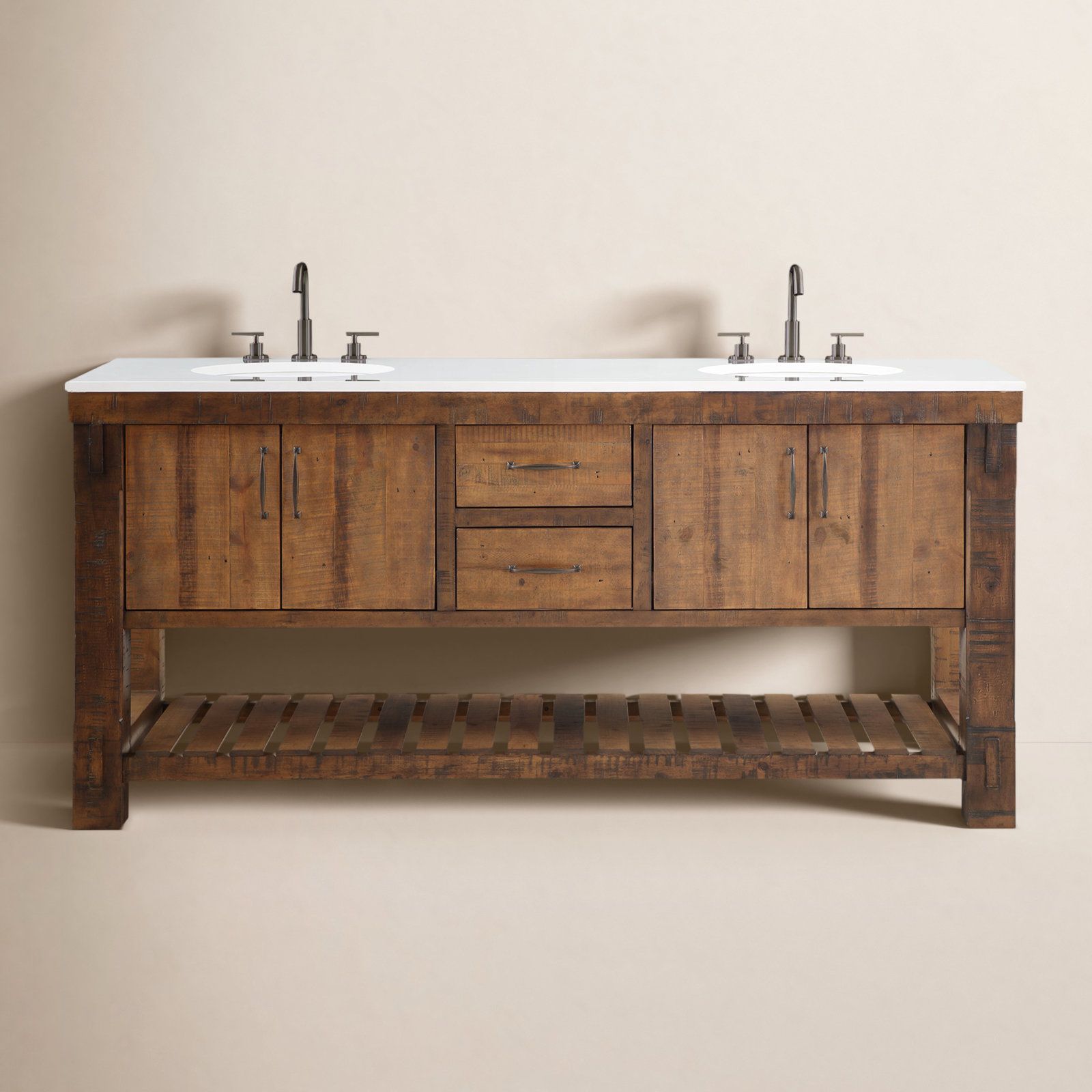 Bromley 72" Pine Double Bathroom Vanity