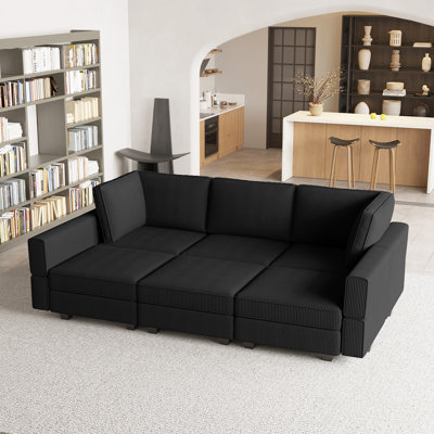 Corduroy Sofa Bed Modular Sectional Sofa Convertible Sofa Livingroom Bedroom Apartment Storage Couch