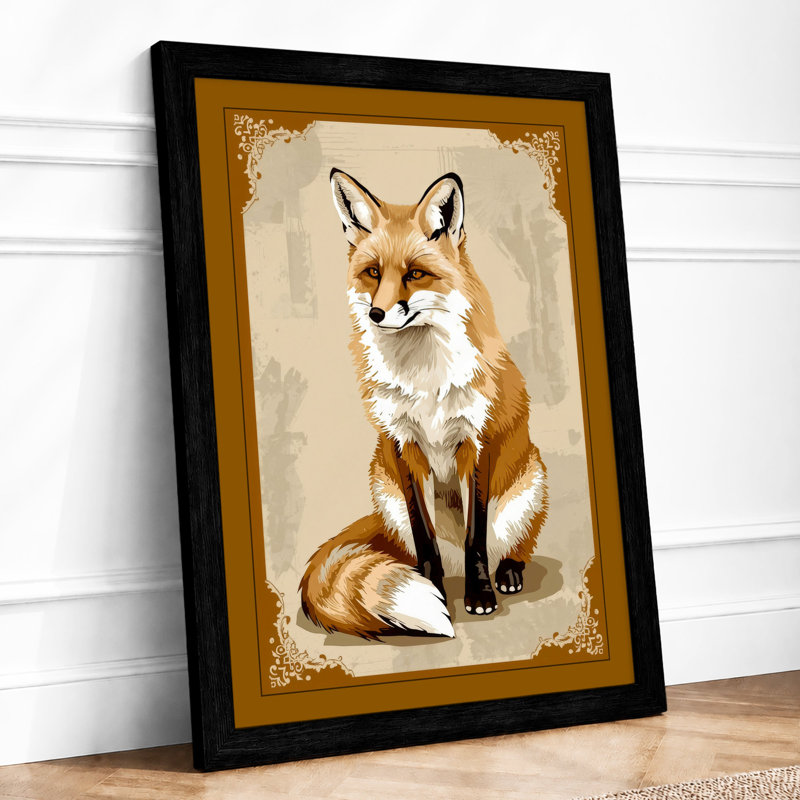 Dignified Fox Boho - Framed Print, A2 - 59.4 x 42.0 cm, Black