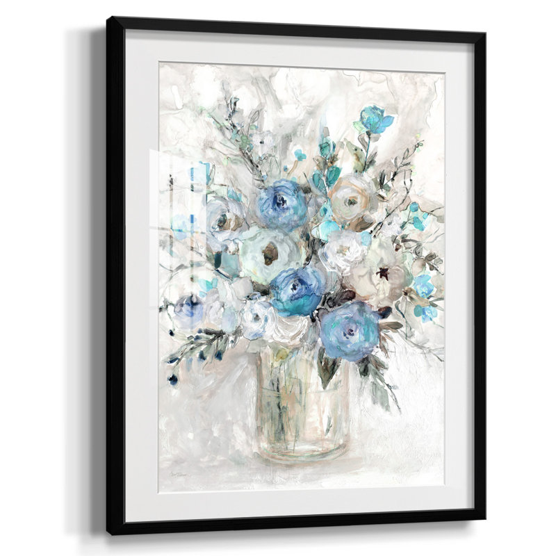 «Emerald Ice I», reproduction encadrée, Blanc, Papier avec cadre noir