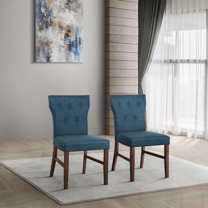 Chaise de salle à manger rembourrée Ast, Bleu
