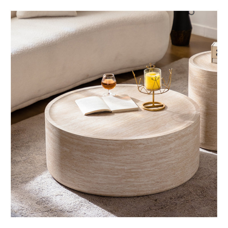 31.5'' Round Coffee Table With Mars Pattern For Living Room, Modern Drum Circle  Coffee Table For Living Room, No Need Assembly (Mars Pattern)