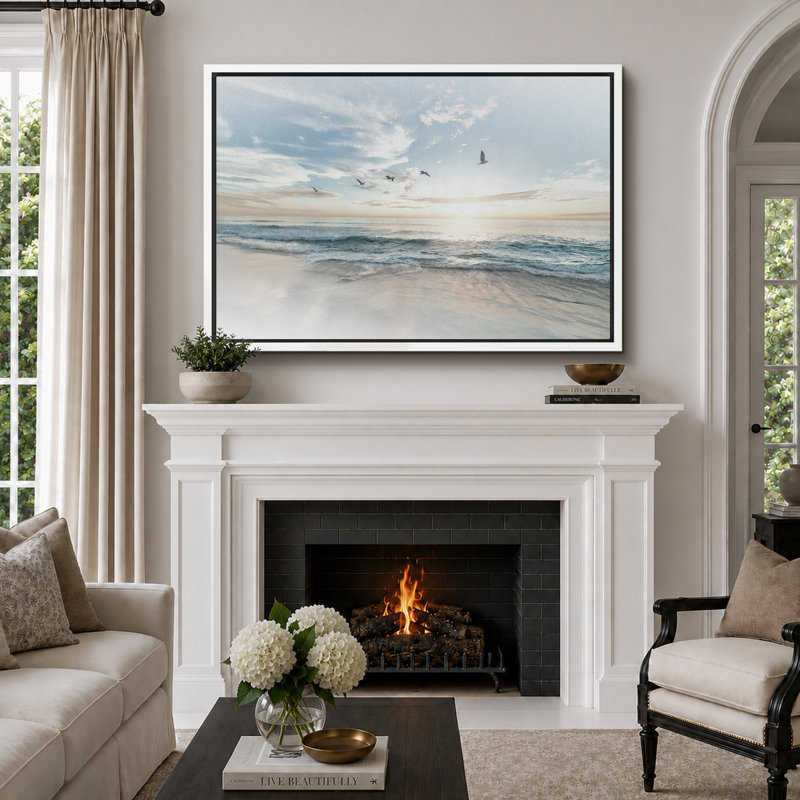 Coastal Beach Sunrise on The Beachy Scene Seagull Coastal Modern Large Canvas Art Wall Art Décoration de chambre à coucher
