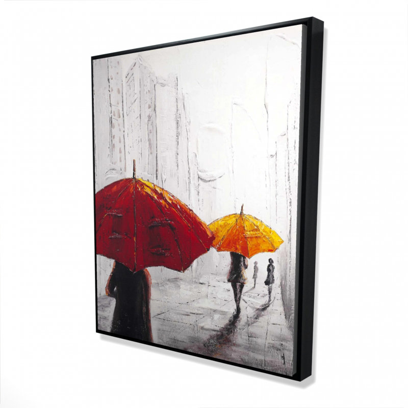 «Passersby With Umbrellas Walking Down The Street» sur toile