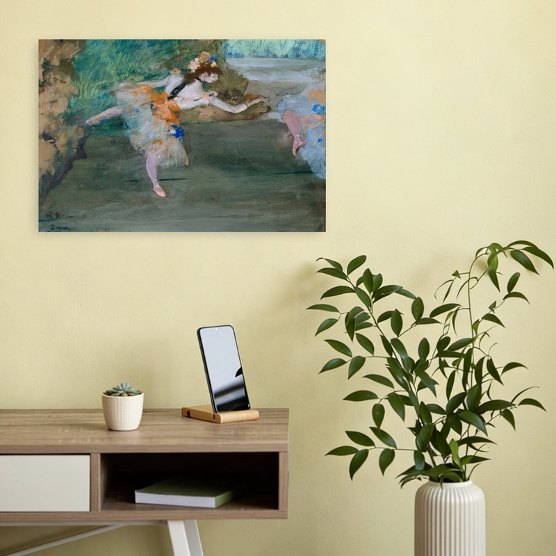 Danseuse sur scène, vers 1877, estampe d'art mural contemporain abstraite impressionniste, H 12 po x l 18 po