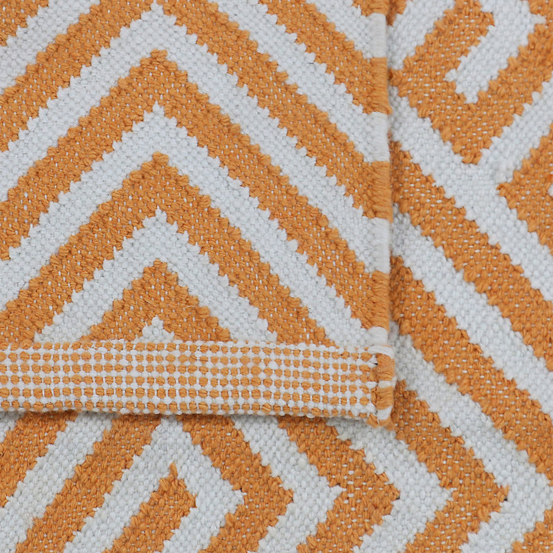 Geometric Area Rug in Orange/Ivory, Runner 2'6" x 7'