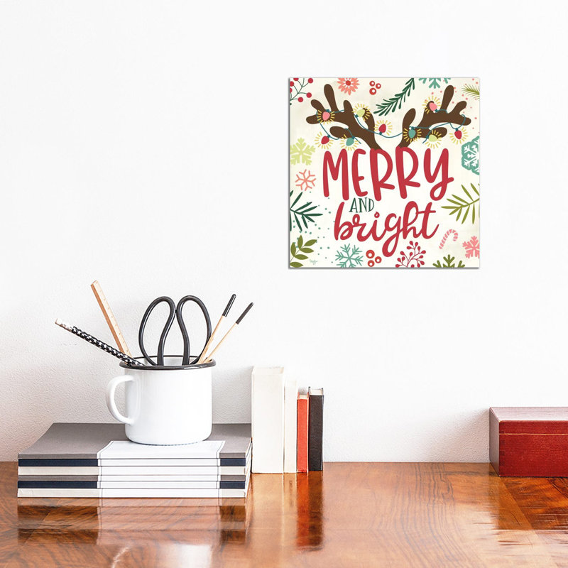 Merry & Bright by Mollie B. - Wrapped Canvas Print, 30.48 cm H x 30.48 cm W