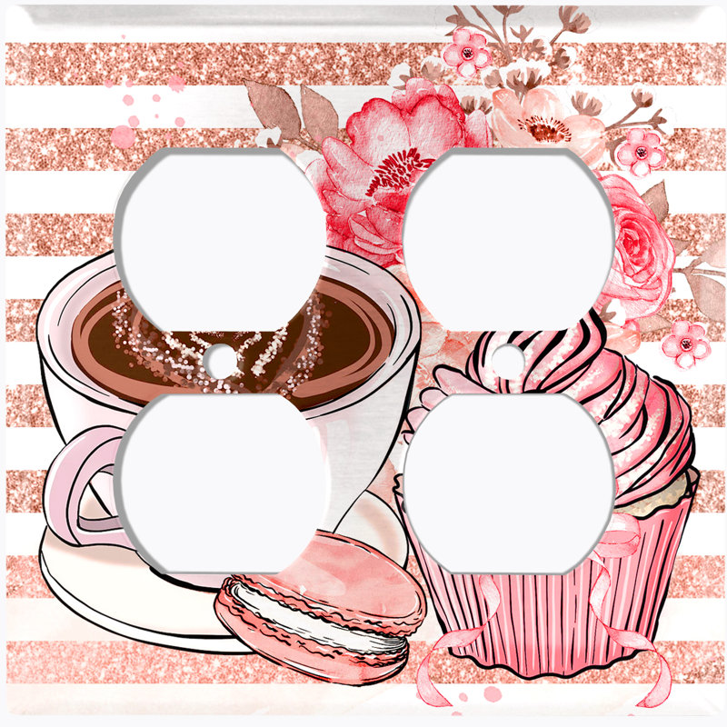 Plaque murale à deux bandes Coffee Espresso Coffee Moka Cupcake Stripe