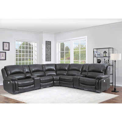 Kylemore Leather Power Reclining Curved Sectional Symmetrical