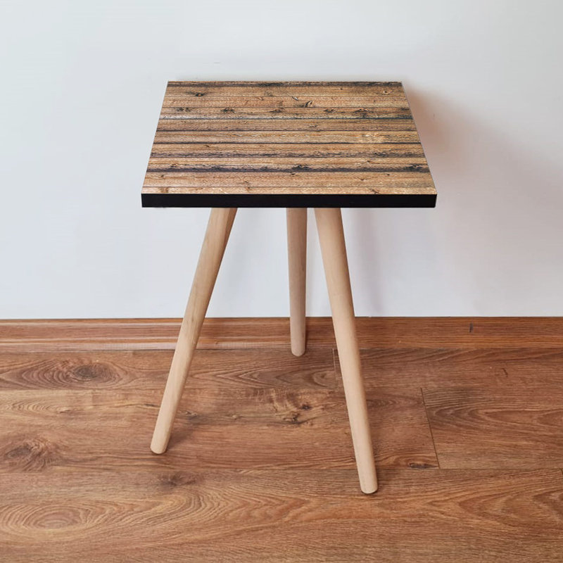 Table d'appoint moderne avec pieds en bois de hêtre, brun clair et brun, 13,8 po x 16,5 po x 13,8 po | Fabrication 100% bois aggloméré, épaisseur: 0,7 po | Design scandinave, élégant et fonctionnel pour le salon et la chambre à coucher