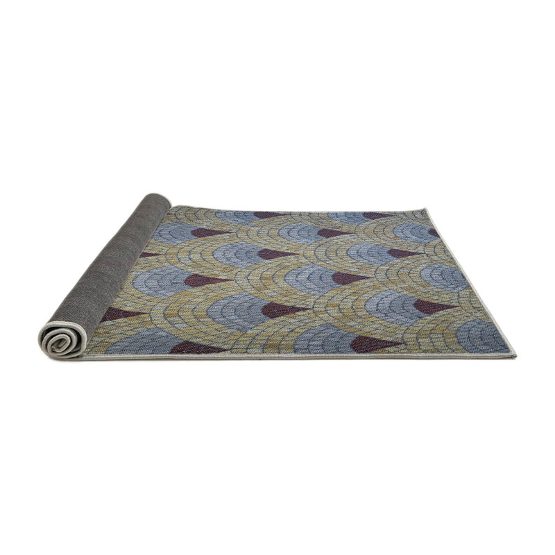 Tapis bleu marine/gris marine à motifs, Carré 7 pi