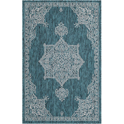 Tapis transitionnel de couleur vert foncé Tollefson