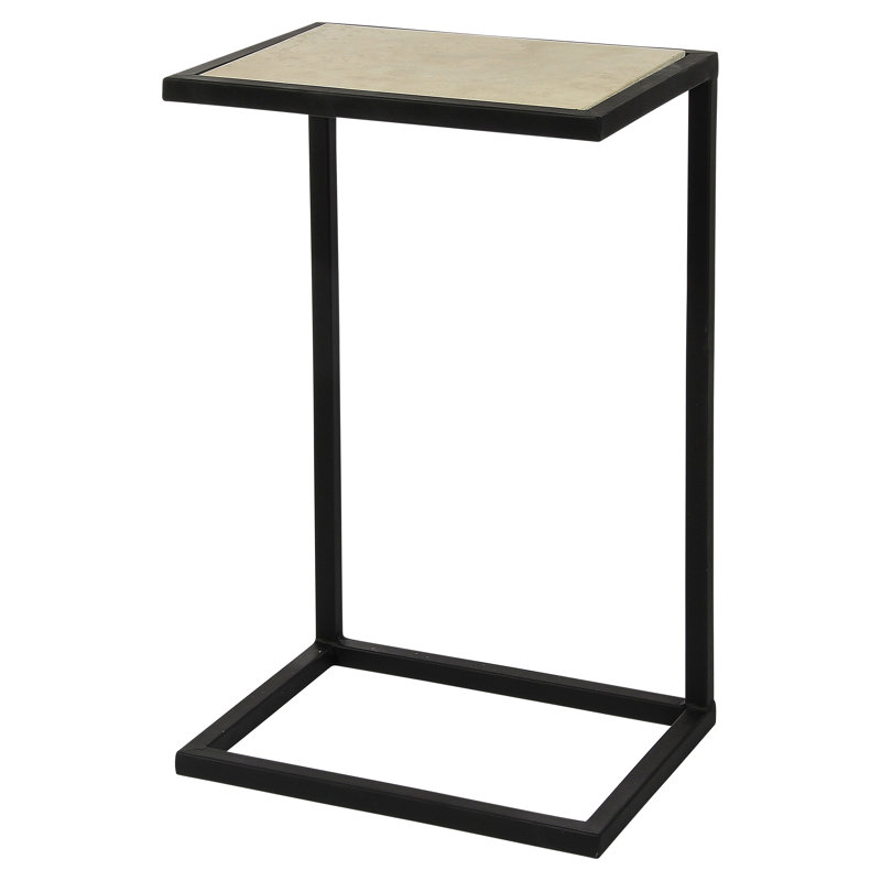 Vegas C End Table, Antique Black, Light Travertine