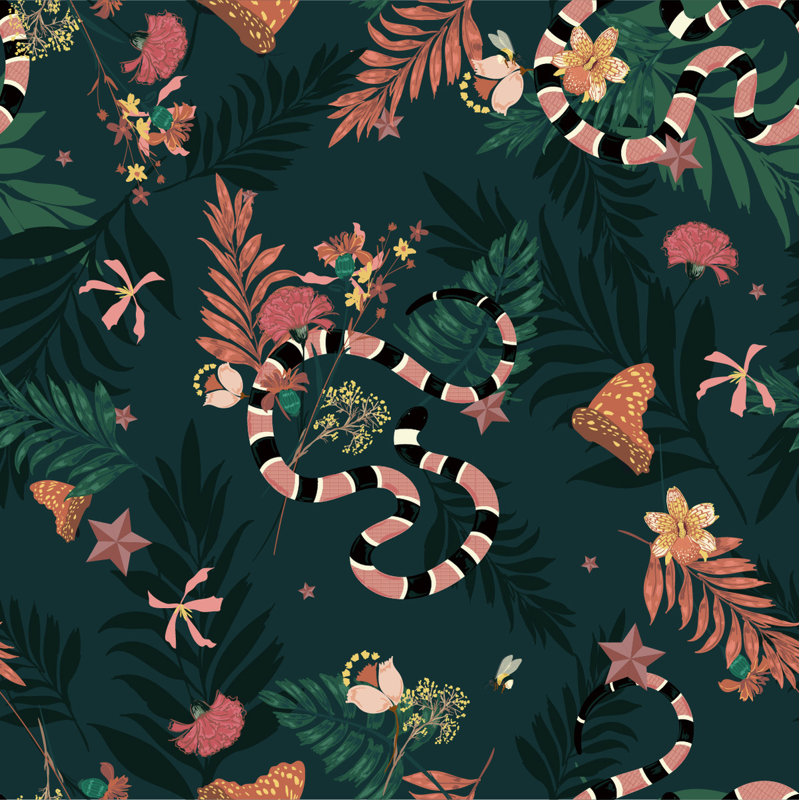 Panneau de papier peint Kimario Snakes, L 2,08 pi x L 10,42 pi