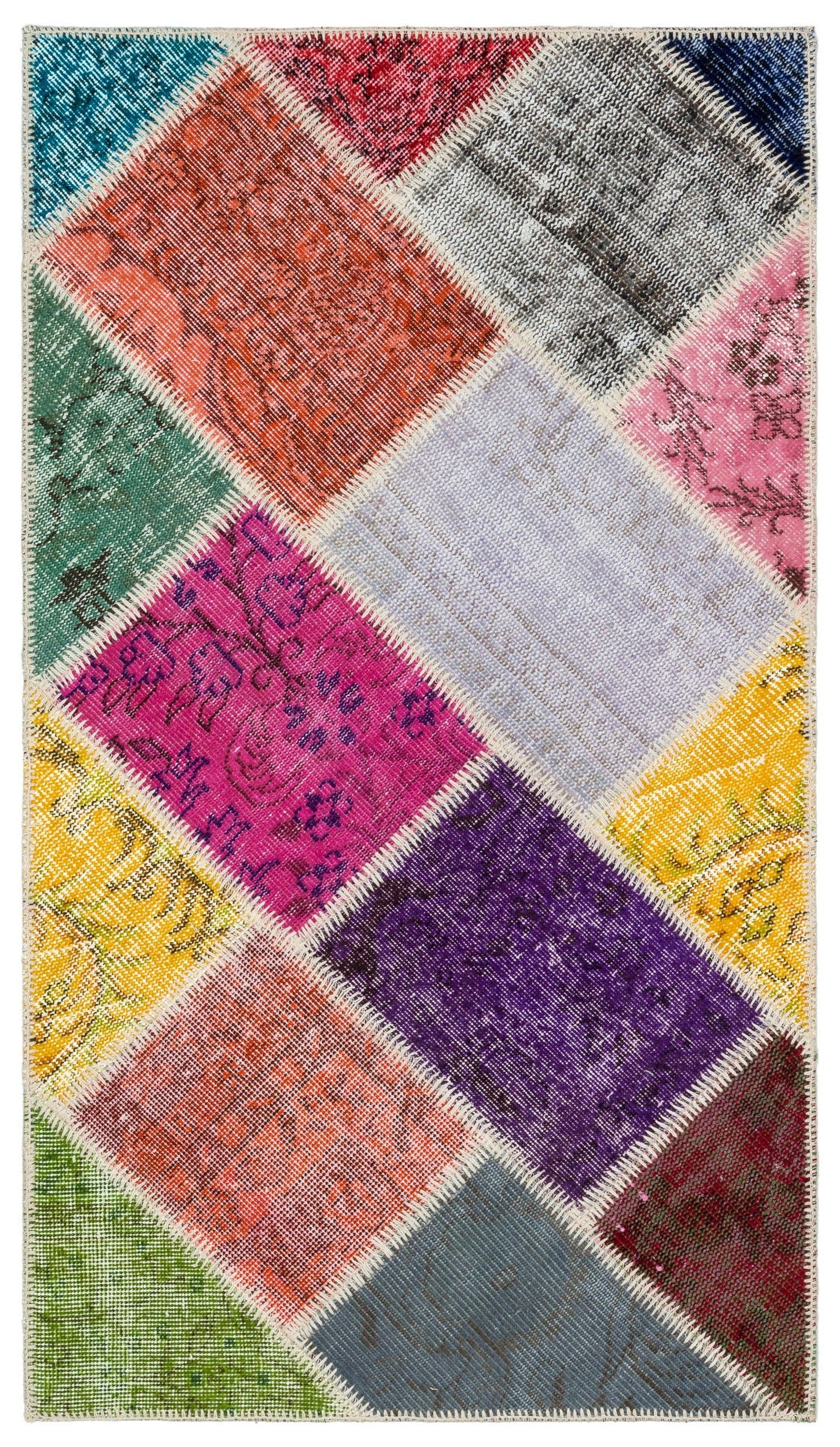 Bungalow Rose Youssef Iskece Beige Patchwork Wool Handmade Area Rug ...