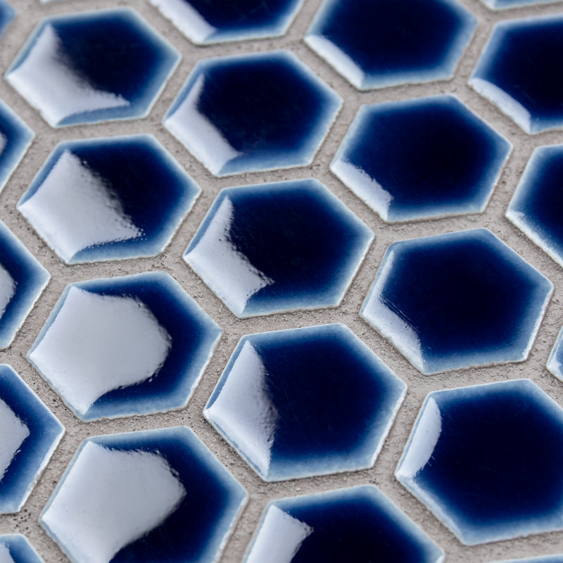 Hudson 1" Hex 11-7/8 " x 13-1/4 " Porcelain Mosaic Floor and Wall Tile, Smokey Blue