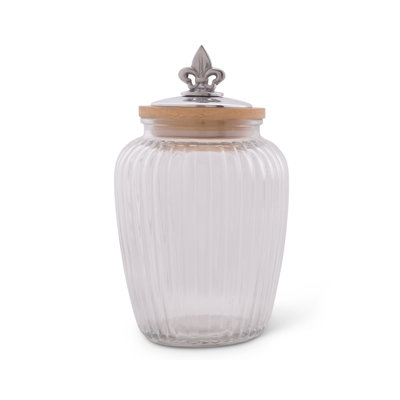 Fleur De Lis Glass Jar