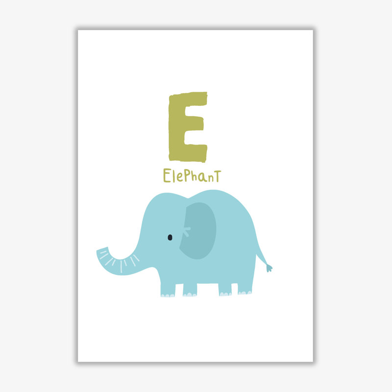 Alphabet Animals, E Is for Elephant 1 Piece Wall Art, 30 cm H x 21 cm W x 1 cm D, No Frame
