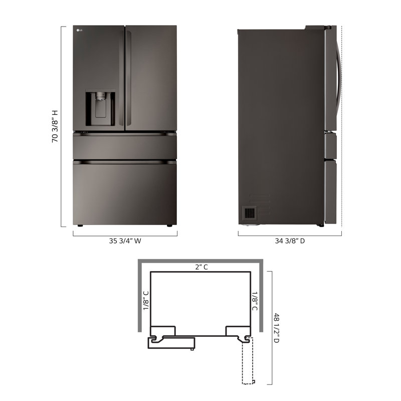 Black Stainless Steel Smart French Door Refrigerator with Ice Maker
