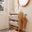 Armoire de rangement pour chaussures Nordic Style avec 2 tiroirs rabattables et pieds en bois massif