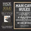 «Man Cave Rules», reproduction encadrée - bois massif-1435405515-1435405508